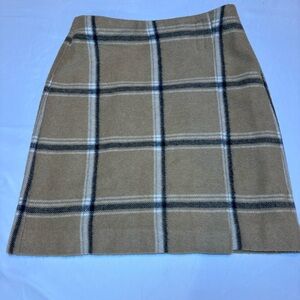 New York & Company Tan Plaid Mini Skirt